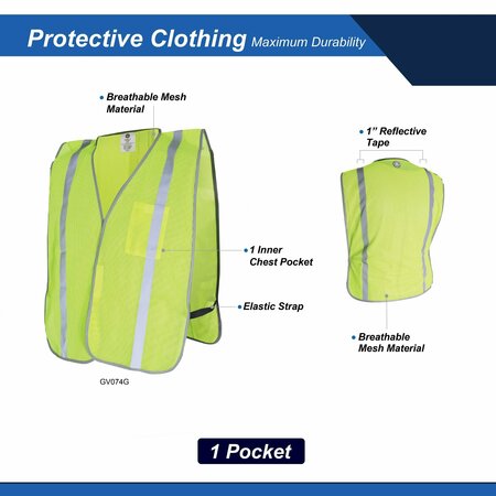 Ge Green Safety Vest, Inner Pocket, W/Elastic strap GV074G